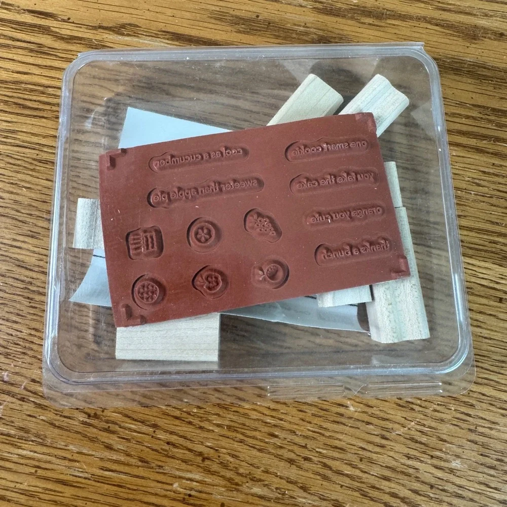 Stampin Up One Smart Cookie Wood Mount Rubber Stamp Set of 12 Punny Food Phrases